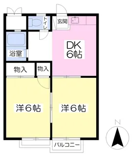 2DKの間取り画像