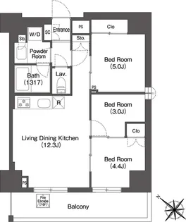 ORSUSAKABANEEAST【6階】の間取り