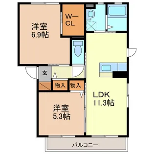 サンライズA・B【2階】の間取り