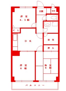 カトルズ中田II【2階】の間取り