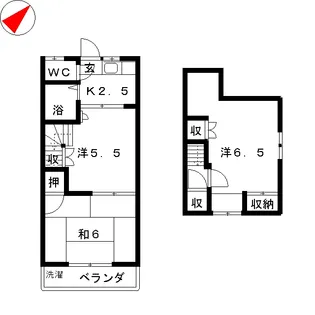 ハイツ中村園B【2階】の間取り