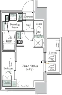 ONE ROOF RESIDENCE NISHINIPPORI【15階】の間取り