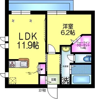 Prezio Bellazzo プレジオベラッツォ【3階】の間取り