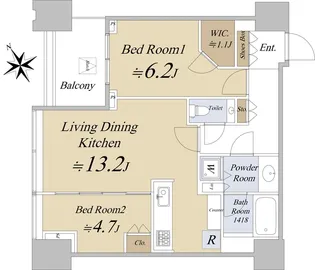 シティタワー麻布十番【7階】の間取り