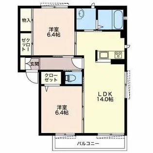 ヴィラブラン花の木B【2階】の間取り