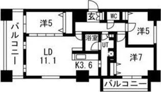 じょうてつドエル東札幌【12階】の間取り