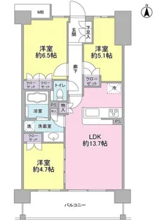 アンビエンテ経堂【6階】の間取り