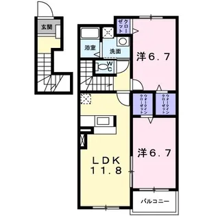 メルヴェィユ- パルファンA【2階】の間取り