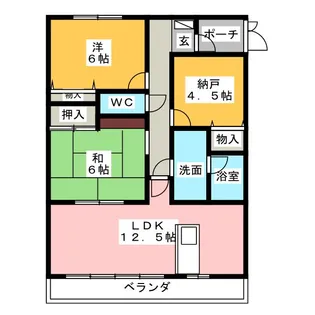 グランドヒルズ供米田 一番館【3階】の間取り