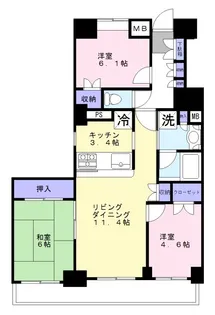 プランヴェール谷塚駅前【3階】の間取り