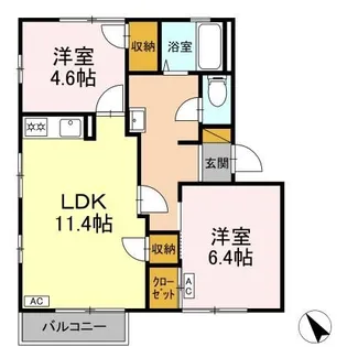 茨城県つくば市高野台2【アパート】の間取り
