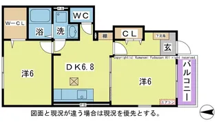 プラッツ渡里B【1階】の間取り