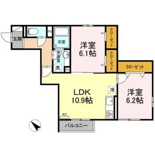 新川崎ヴィラージュA【2階】の間取り