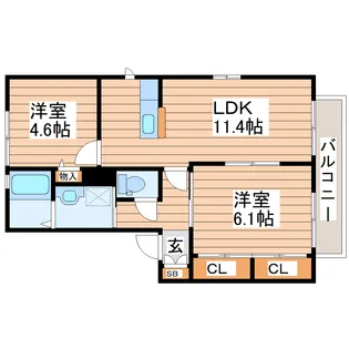 ディアコート名取B【2階】の間取り