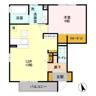 ラフィネ・ヴァン・ソレイユ B【1階】の間取り