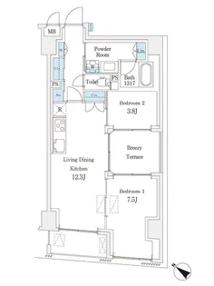 ジェイピー ノイエ 横浜平沼【4階】の間取り