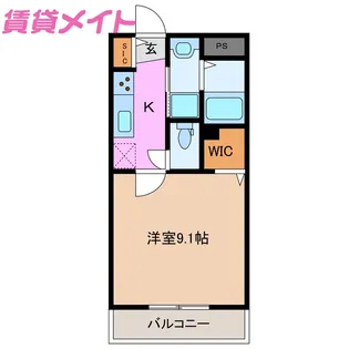 メゾンモンマルトル江場【1階】の間取り