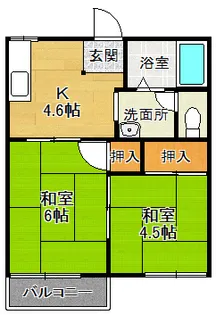 ハイツグリーンヒルB棟【2階】の間取り