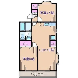 ファンバレーハイツB棟【1階】の間取り
