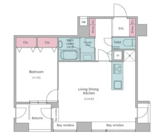 レジディアタワー麻布十番【6階】の間取り