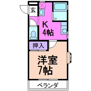 コスモハイツII【1階】の間取り