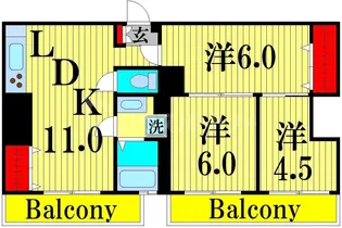 タウンハイツ亀有2号棟【6階】の間取り