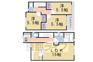 京都府京都市左京区北白川東伊織町【一戸建】の間取り