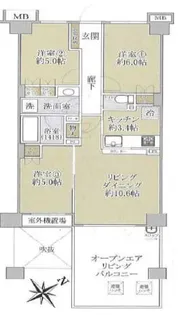 ライオンズクオーレ幕張マークスフォート【2階】の間取り