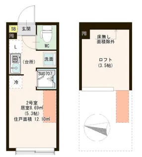 Casa F 西亀有【2階】の間取り