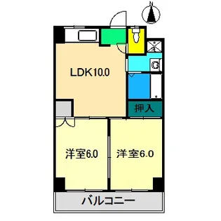 2LDKの間取り画像