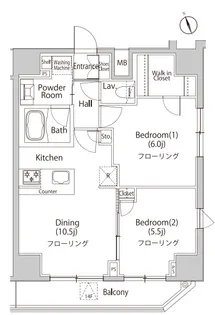 東京都港区新橋6【マンション】の間取り