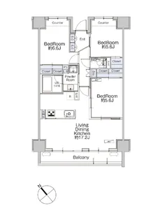 クラシアム神奈川台場【6階】の間取り