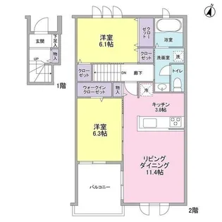 桜コート上用賀【2階】の間取り