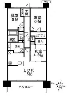 パークホームズノースゲートスクエア【15階】の間取り