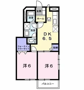 ウエストコリ-ヌK【1階】の間取り