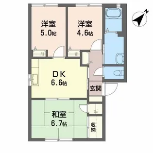 タウンハウスグリーンB【1階】の間取り
