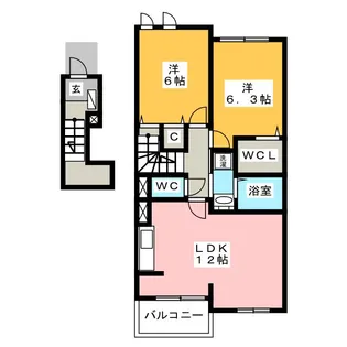 メゾン・ド・グラース【2階】の間取り