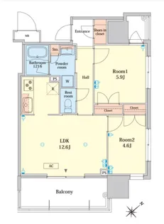 RJRプレシア大橋駅前【5階】の間取り