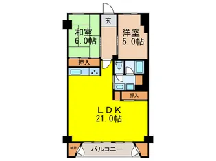 桃山台グランドマンションD-1棟【5階】の間取り
