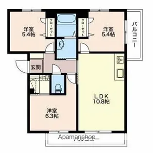 シュクラン【1階】の間取り
