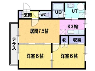 対雁コーポ【2階】の間取り