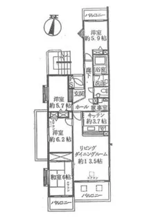 ビューヒルズバームハイツ新横浜弐番館【2階】の間取り