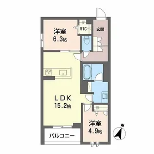 (仮)吉見園ベレオ【2階】の間取り