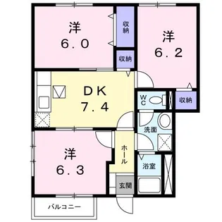 ピュールシエルC【1階】の間取り