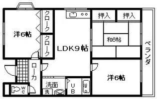 岸城マンション【3階】の間取り