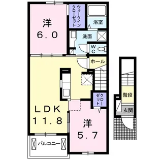 徳島県吉野川市鴨島町牛島【アパート】の間取り