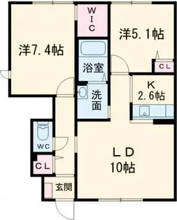 クレストII【1階】の間取り
