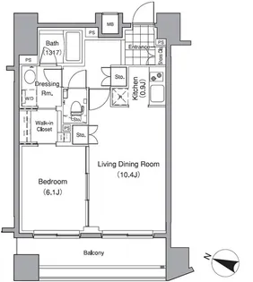 東京都港区赤坂6【マンション】の間取り