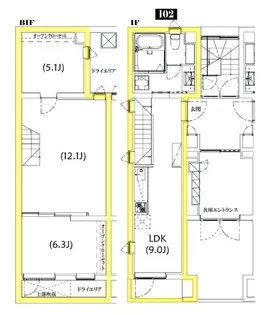 Ts Residence 白金高輪【1階】の間取り