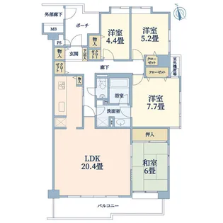 コスモ本中山【3階】の間取り